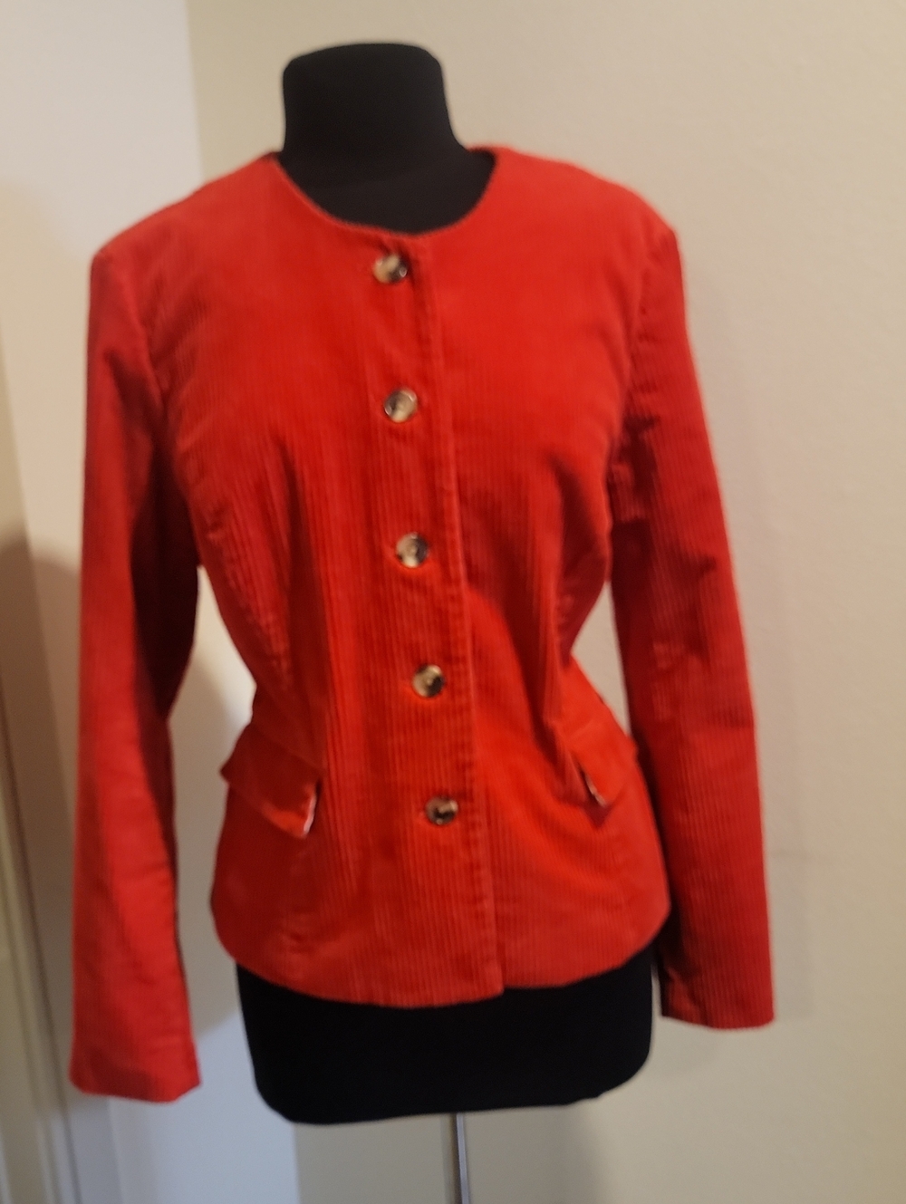 Isaac Mizrahi Burnt Orange Corduroy Button-Front Blazer XXL